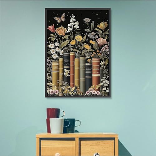 Diamond Art Kits for Adults,Book Flowers Diamond Painting Kits 12x16in | Diamond Painting Kit - Sparkling Full Drill Design Perfect for Home Decor, Holiday Gifting, And Relaxing Crafting 12x16inch - color: DP02105