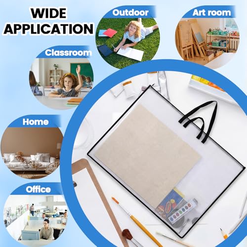 Shinylin 24x36 Inch Artwork Storage Organizer Large Poster Storage for Diamond Painting Cardboard Portfolio Collection Bag with Zipper and Two Handles Transparent Waterproof for Art Work Scrapbook