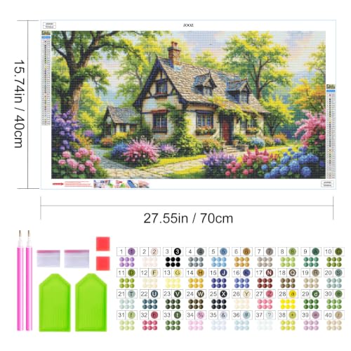 JOOZ Large Diamond Art Kits for Adults - 5D Flowers House Diamond Painting | Round Drill| Premium Canvas| Clear Symbols| Bright Colors| Fun and De-Stress| Gem Art| Home Wall Decor| Gift| 27.5x15.7 Inch - color: House 062
