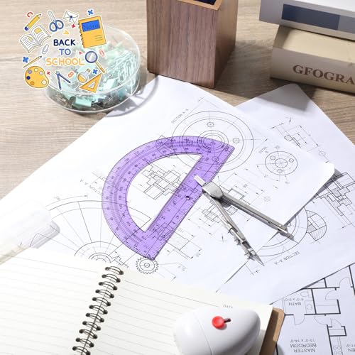 EBOOT Student Geometry Set, 180 Degree Protractor Compass 6",Purple | Swing Arm Protractor Ruler Compass, Geometry Drawing Tools for Measuring Angles, School Classroom Math Supplies - color: Purple