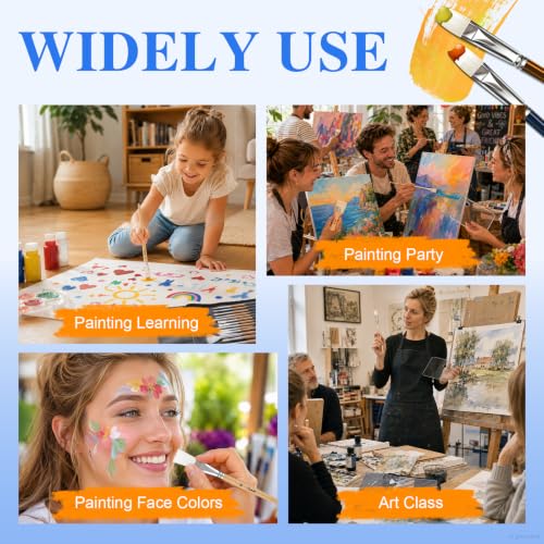 3 Pack Canvases for Painting with Multi Pack 11x14, 5x7, 8x10, Painting Canvas for Oil & Acrylic Paint, ESRICH 25Pcs Paint Brushes Set, 7 Shapes Paintbrushes for Acrylic Painting