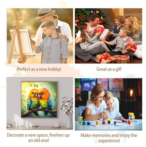 Artunion Framed Paint by Numbers Kit for Adults Beginners & Kids Ages 8-12,Couple Bird Paint by Number with Frame,Birds in Love Animal Paint by Numbers Kit on Canvas 10 * 10 Inch Without Easel - color: ZXT-320-F