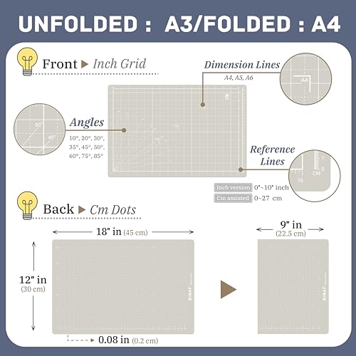 iMAT Flip Cutting Mat Note A3 Foldable Double-Sided Origami White - color: Origami White
