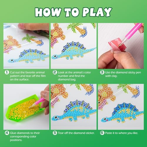 Labeol Diamond Art Kits for Kids Boys and Girls Ages 6-8-10-12 Easy to DIY Creative Diamond Art Sticker Craft by Numbers Kits for Kids and Adult Beginners (Colorful) - style: Colorful