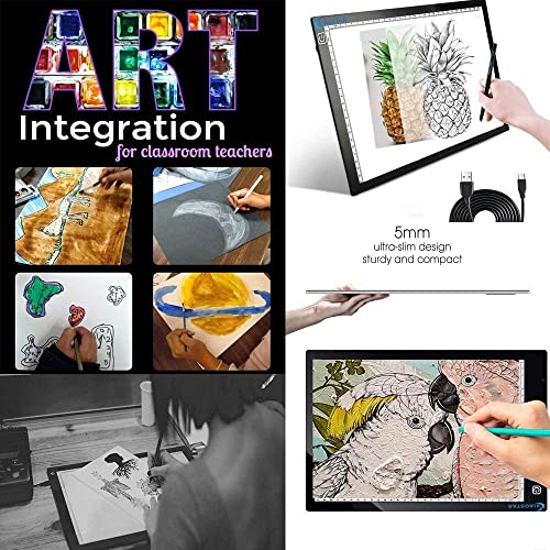 XIAOSTAR Light Box Drawing Pad, 12000 Lux LED Tracing Board A4, USB Powered (Not Rechargeable) PMMA Panel, Adjustable Brightness for Diamond Painting, Sketching, Animation, X-Ray–Includes Accessories | for Artists,Animation Drawing,Sketching,Animation,X-r