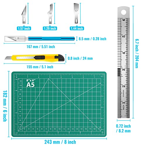 DIYSELF 55 PCS Exacto Knife Set, Hobby Knife Kit, A5 Mat & Blades Included