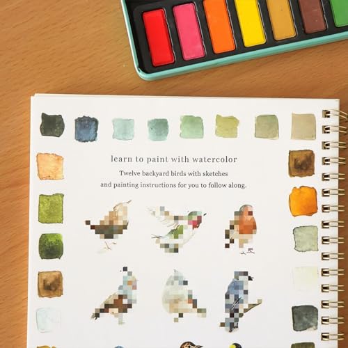 Watercolor Workbook for Adults & Beginners: 12 Colors Paint Set with Brush, Foldable Painting Kit for Flowers– Ideal Gift(Flowers) - color: Flowers1