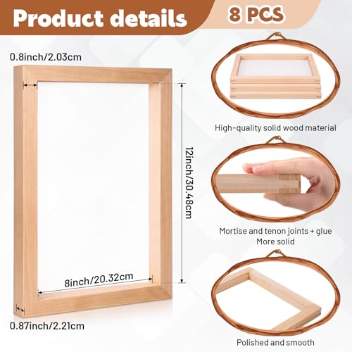 CroBlissful 8 Pcs Wood Silk Screen Printing Frames, 8x12 Inch with 160 White Mesh Screen Printing Frame, DIY Craft Stencil Kit for Beginners T-Shirts, Posters, Wood Sign, Paper Making - style: 160 Mesh