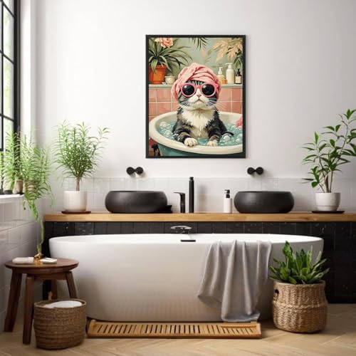 Cat Diamond Art Kits for Adults Round Diamond Painting 12x16 Inch - color: DD144