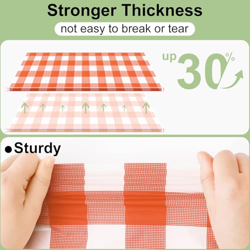 misaya 4 Packs 54 x 78 Inch Buffalo Disposable Table Cloth, Waterproof Plastic Tablecloth, Rectangle Orange and White Checkered Table Covers for Picnic, Birthday, Party - color: Orange and White, size: 54" X 78"