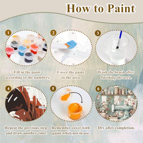 Sewing Paint by Numbers Kit for Adults, Adult Paint by Number Kits 16x20 in - color: Sewing (16x20 in)