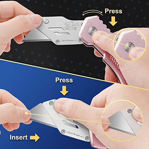 100 Pack Utility Knife Blades, Knife Blades, SK5 Razor Blades | SK5 steel stays sharp through cartons, carpet and vinyl, box cutter blades in a dispenser keep utility blades organized - size: 100 Pack