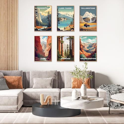 6 Pack Paint by Numbers Kit for Adults, National Parks Canvas Painting Set | 8x12 Inch, DIY Acrylic Painting Craft Kit for Beginners without Frame, Relaxing Creative Hobby, Home Wall Decor, Gift - color: Park-2