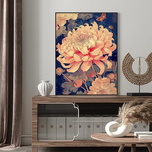 QAZWSX DIY Diamond Art Beautiful Flowers Painting Set, Floral Crystal Rhinestone Canvas, Adult Craft for Home Office Wall Decor 12x16 Inch