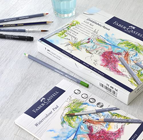 Faber-Castell Goldfaber Aqua Watercolor Gift Set - Watercolor Pencils for Adults, Includes Watercolor Paper and Accessories - size: 1 Count (Pack of 1)