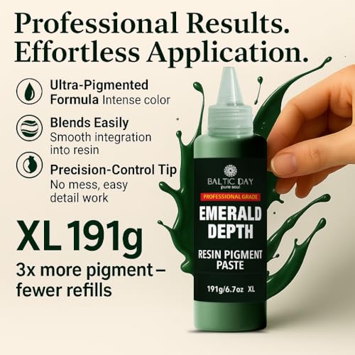 BALTIC DAY Emerald Green Epoxy Resin Pigment Paste XL (191g/6.7oz) – Opaque Epoxy Dye & High Concentration Coloring Paste, Mica Powder Alternative for Resin Art, Jewelry, Tumblers - color: Emerald Depth XL