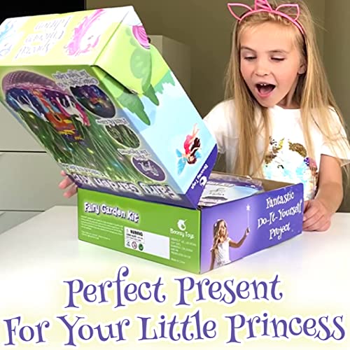 BLOONSY Unicorn Fairy Garden Kit for Kids, Light Up Terrarium for Girls