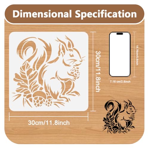 Squirrel Nut Stencil, Animal Reusable Painting Template - style: Squirrel