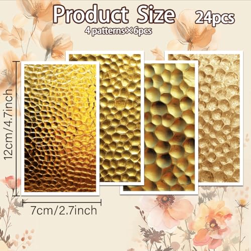 OLYCRAFT 24Pcs Hammered Texture Clay Transfer Paper 4 Styles Transfers Paper for Polymer Hammered Polymer Clay Transfer Sheets Small Ceramic Decal for Clays Earrings Jewelry Making - style: Hammered