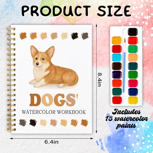 12 Dog Breed Patterns Watercolor Set, Puppy Painting Book for Beginners, Relaxing DIY Art Gift for Dog Moms, Women and Adults, Pet Lover Stress Relief Activity - color: Yellow-Dog