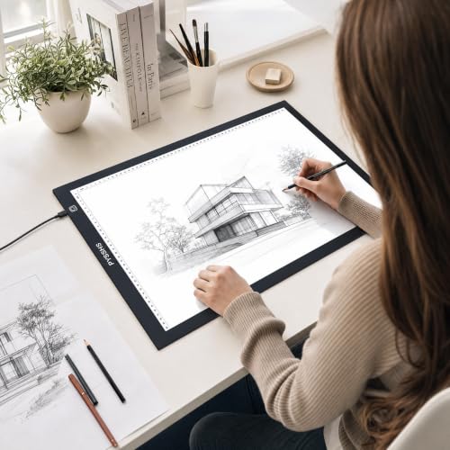 A2 Premium LED Light Board for Diamond Art Painting & Tracing, USB-Powered with 3 Brightness Levels, Upgrade Eye-Protection Design for Vinyl Weeding, Sketching with Clips - No Mesh No Dot - size: A2 (Premium)