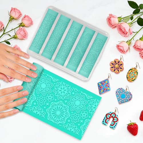 beinkmake 5Pcs Mandala Pattern Polymer Clay Texture Rollers, Plastic Clay Tools with Storage Case for DIY Jewelry Making, Scrapbooking, Pottery Crafting - color: Mandala Pattern
