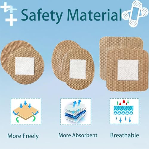 120Pcs Breathable Fabric Small Bandages, Round Oval and Square Flexible Adhesive Strips for Face and Small Wounds Protection Care(Multi-Style) - style: 120 Pieces Multi Style Set