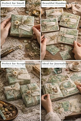 6x6 Scrapbook Paper Pad, Mystical Forest Botanical Designs, 24 Single-Sided Sheets (12 Designs, 2 Each), 160gsm Acid-Free Paper for Card Making, Scrapbooking & Journaling - color: 6x6 Forest Green
