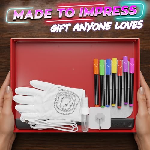 16" LED Drawing Board Rechargeable; 10 Tracing Sheets; Black | 7 Colors, Adjustable Brightness; Acrylic Light Board for Tracing with Stand, Classroom Art Kit; Birthday Gift Idea - color: Black