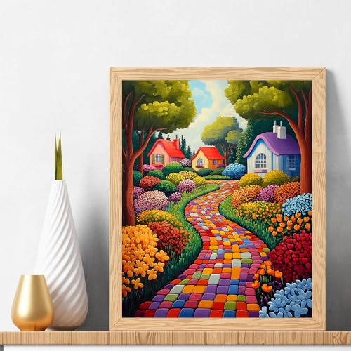 Natuyalo Paint by Numbers Kit for Adults Beginners, 16" Wx20 L Canvas Pictures Painting Acrylic Paintwork with 3 Pcs Paintbrushes, Colorful Town Landscape - color: ART-05