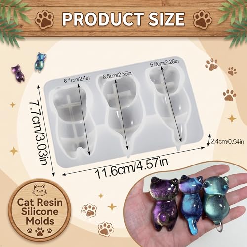 Cat Figurines Epoxy Resin Molds, 3D Kitten Animal Silicone Molds - color: Kitten Resin Mold