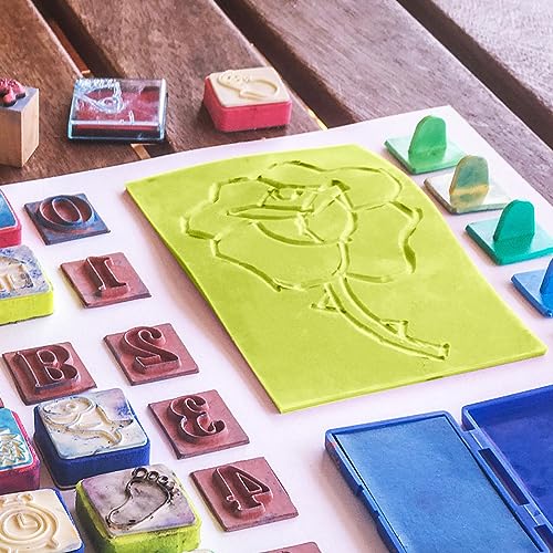 5 PCS Green A4 Rubber Carving Blocks, 8.3 x 11.8 Inch Large Stamp Block, Soft Rubber Stamping for Printmaking, Linoleum for Engraving Crafts - color: Green