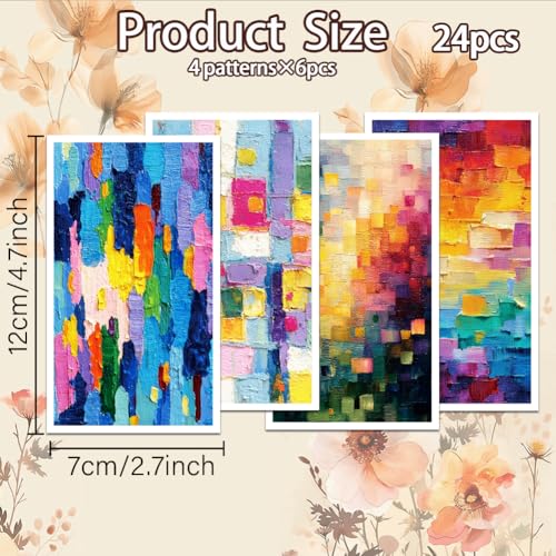 OLYCRAFT 24Pcs Abstract Painting Clay Transfer Paper 4 Styles Transfer Paper for Polymer Oil Painting Texture Polymer Clay Transfers Sheets Colorful Transfers Papers for Clays Earrings Jewelry Making - style: Abstract Painting