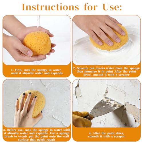 2 Piece Knockdown Texture Sponge Drywall Wall Texture Patch Sponges Home Decor Sponge for Patch/Repair Ceiling Round Clay Sponges for DIY Painting Ceiling Wall Textures, Pottery, Textures
