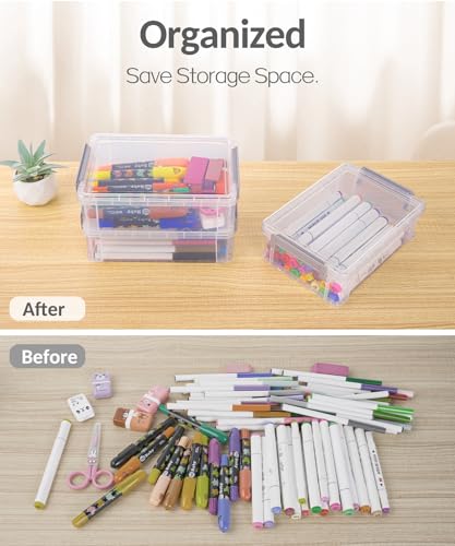 Sooez 12 Pack Extra Large Pencil Box, Plastic Pencil Case Crayon Box - color: Black, size: Large (Pack of 2)