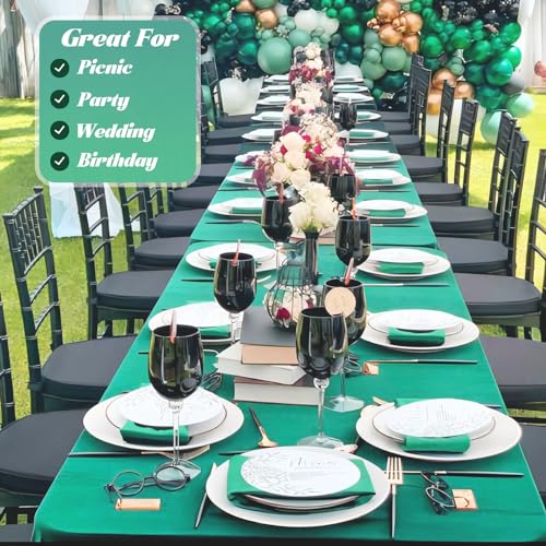 Disposable Green Plastic Table Cover Roll 54in X 240ft - Heavy Duty Waterproof Tablecloth with Easy Slide Cutter for Camping, Picnics & Garden Parties - color: Green, size: 2880" x 54" (Rectangular)