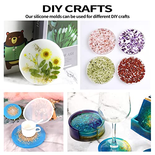 5PCS Resin Coaster Molds - Round Silicone Casting Molds for Epoxy Resin Coaster Casting and DIY Home Decoration,Candle Holders, Home Decoration,Coffee Table for DIY Art Home Decoration 