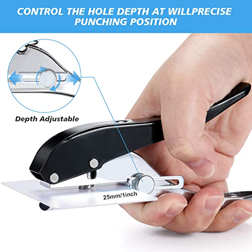 Heavy Duty Single Hole Punch - Portable Hand Held Paper Punch for Tags, Cards, Plastic & Cardboard (8MM Black) - color: 8MM BLACK