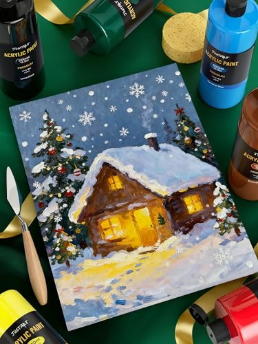 JusArt 14 Colors Acrylic Paint Set, Including Gold and Silver, 16.9oz(500ml) Large Bulk Bottles Adult Artist Paints for Rocks, Mural Walls, Crafts, Glass, Fabric, Ceramic, Canvas - color: 14 Colors (16.9oz)