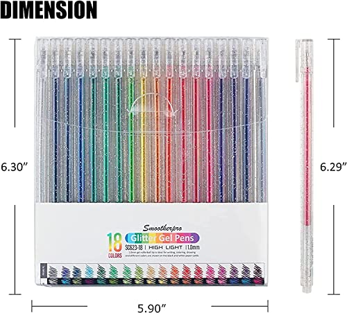 SMOOTHERPRO 3 Pcs White Gel Pens and 18 Colors Glitter Gel Pens