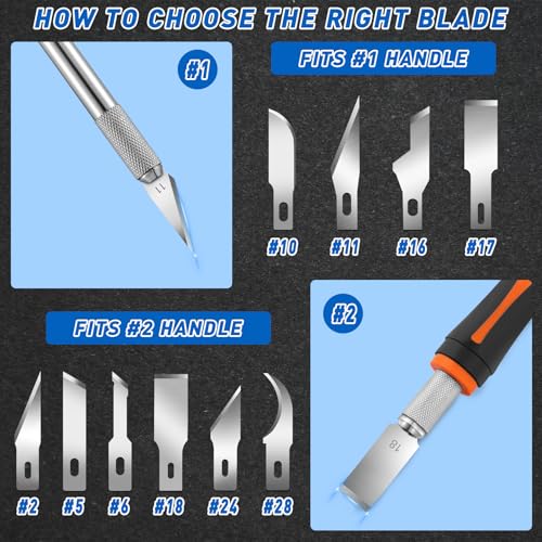 DIYSELF 100 Pack Hobby Knife Blades #24, Carbon Steel Precision Blades | High carbon steel hobby knife refills and craft precision knife blades for detailed cutting and craft projects - style: #24