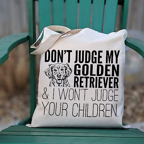 Pet Studio Art Don't Judge My Dog Tote Bag - color: Golden Retriever