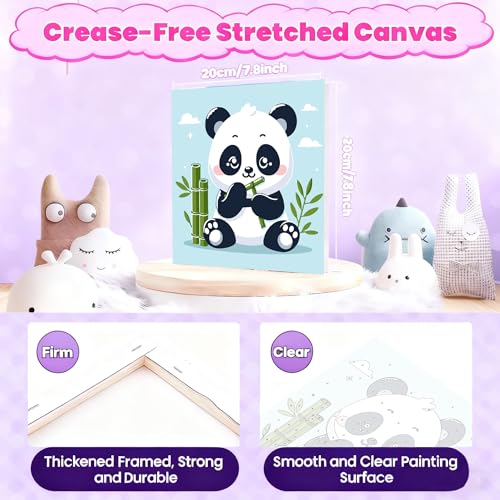 Gemozaic Panda Paint by Numbers Kit for Kids Ages 4-12 with Frame & Easel | Cute Animal Paint by Number for Kids Ages 6 8 9 10 Years Old, DIY Acrylic Numbers Painting for Boys Girls for Gift, 8x8 IN - color: BKH1889