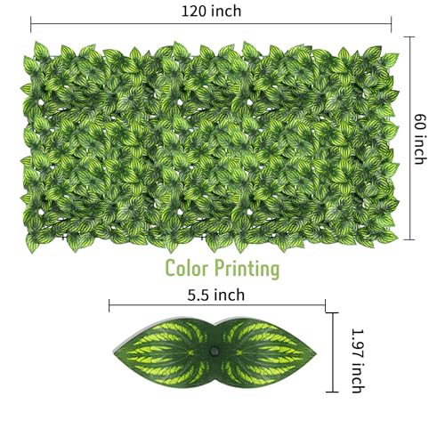Jinwu Artificial Ivy Privacy Fence Screen (2 Rolls, Total 59x118 inch), Expandable Faux Privacy Fence with 80 pcs Zip Ties, Decoration for Outdoor Garden, Printed Watermelon Leaf - size: 59x118 inch(Type 1)