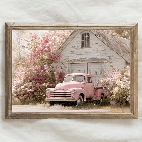 EIBEILI Diamond Art Kits for Adults Pink Truck and Barn Diamond Painting - color: DP03806