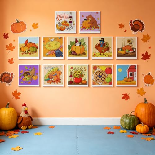 Niteform Pre Drawn Canvas to Paint, Pre Printed Canvas Boards, Pre Stretched Outline Painting Kits for Beginners, Adults, Party Favors & Spring Craft Activities (6 * 6-Thanksgiving) - style: 6*6-Thanksgiving