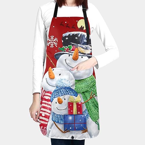 Imiss Waterproof Stain-Resistant Cooking Chef Aprons for Grill BBQ Baking 27 X 31 Inch - color: Snowman