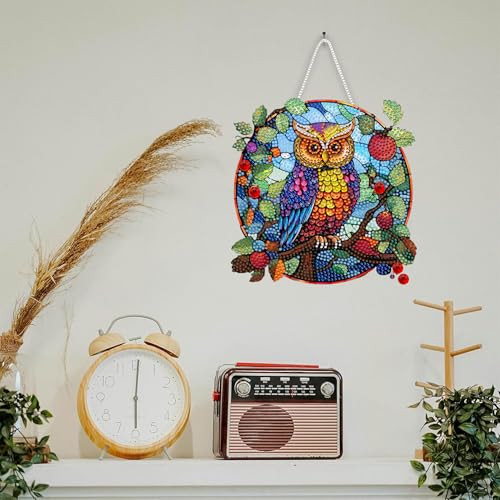 SKRYUIE Owl Hanging Pearl Diamond Art Kits for Adults Suncatcher A50 | Special Shaped Crystal DIY Hanging Diamond Painting Kit, Gift for Mother Spring Summer Window Wreath Decor 7.72 x 7.64 Inch - color: colorful-4