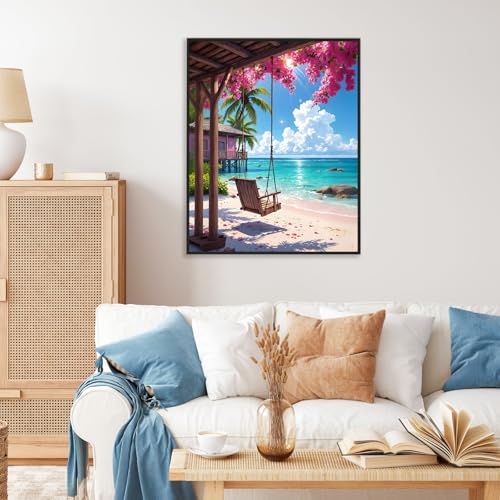 Paint by Numbers Kit for Adults, Tropical Beach Number Painting Canvas Kit - color: LBOPNFP1