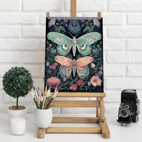 Natuyalo Framed Paint by Number for Adults Beginners, Animals DIY Paint by Numbers Kits for Adults with Frame, Butterflies and Flowers Acrylic Painting Kit on Canvas 12x16 Inch - color: Color-04